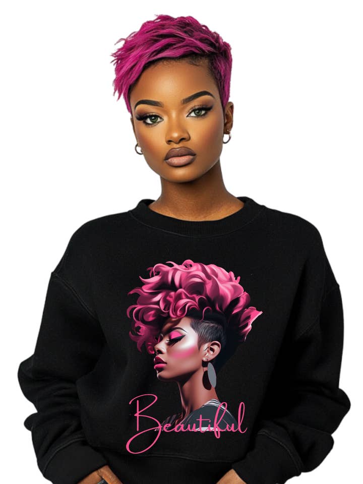 Melanin E-Commerce - Wholesale Graphic sweatshirt – Women’s - Beauty Is Her Name0