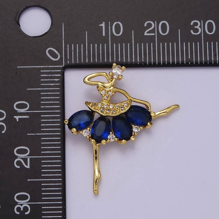Aim Eternal - Wholesale Individual charm/pendant - Gold Ballerina Dancer with Tutu Cubic Zirconia, Dancer Ballet Pendant Charm For Jewelry Necklace Making J-550 J-551 J-559 J-5602