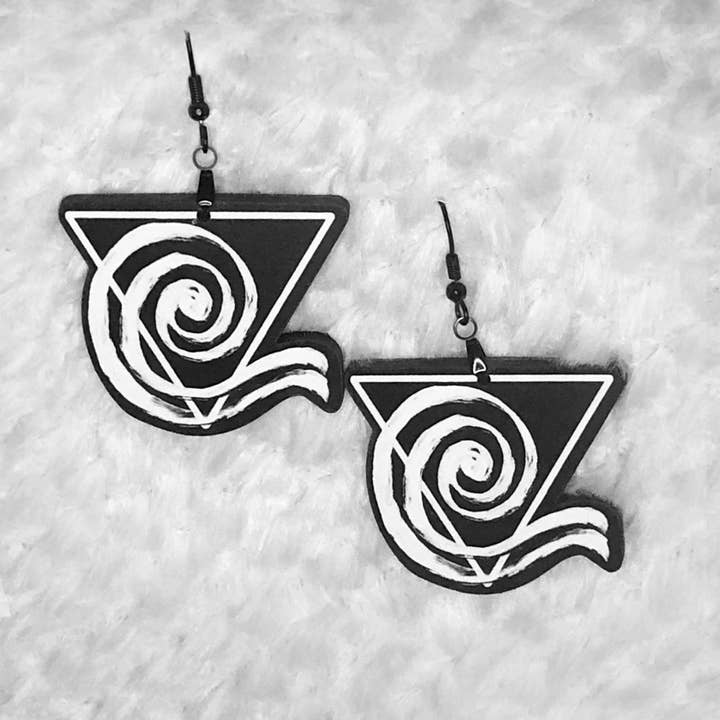 Katekreates - Vendita all'ingrosso Orecchini pendenti - Orecchini in legno con elemento acqua, orecchino con simbolo zodiacale 1,5»2