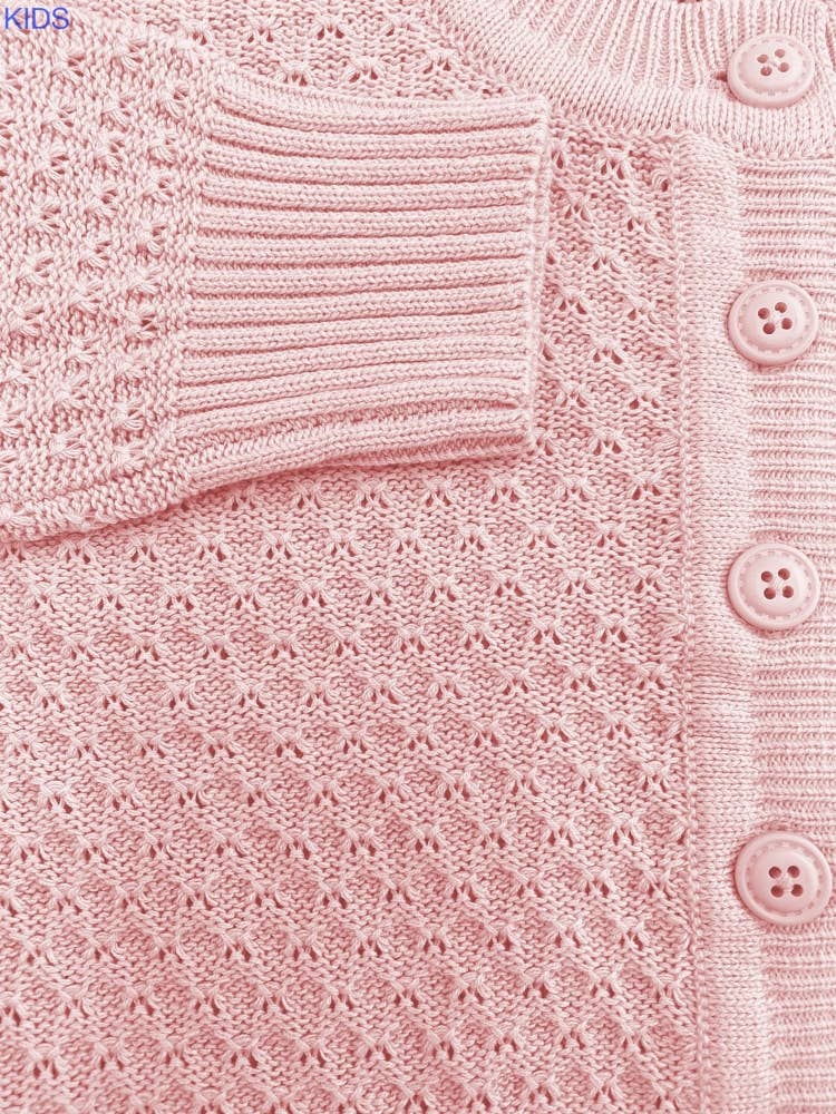 Mak - Vendita all'ingrosso Cardigan - Bambini - Cardigan corto all’uncinetto per bambina con bottoni vintage MK3514KID13