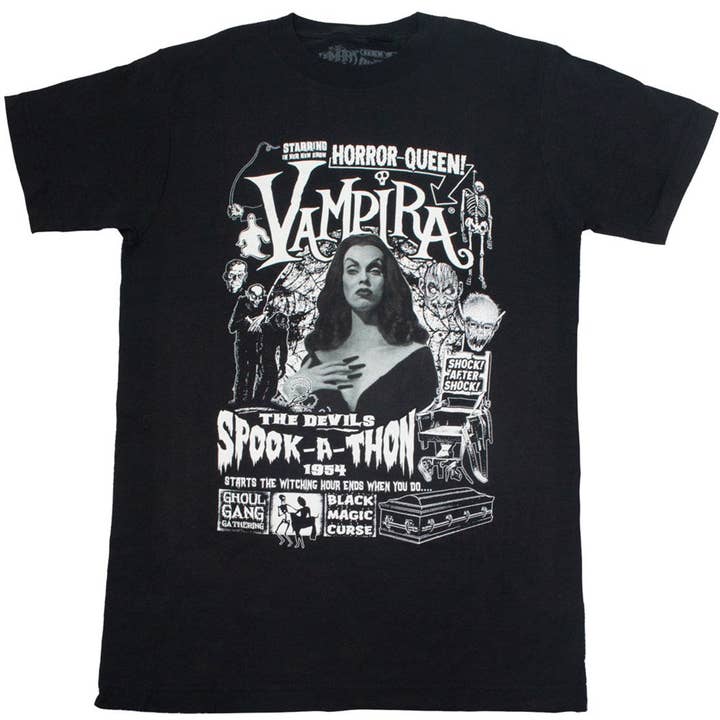 Vampira Spookathon T-shirt for wholesale by Kreepsville