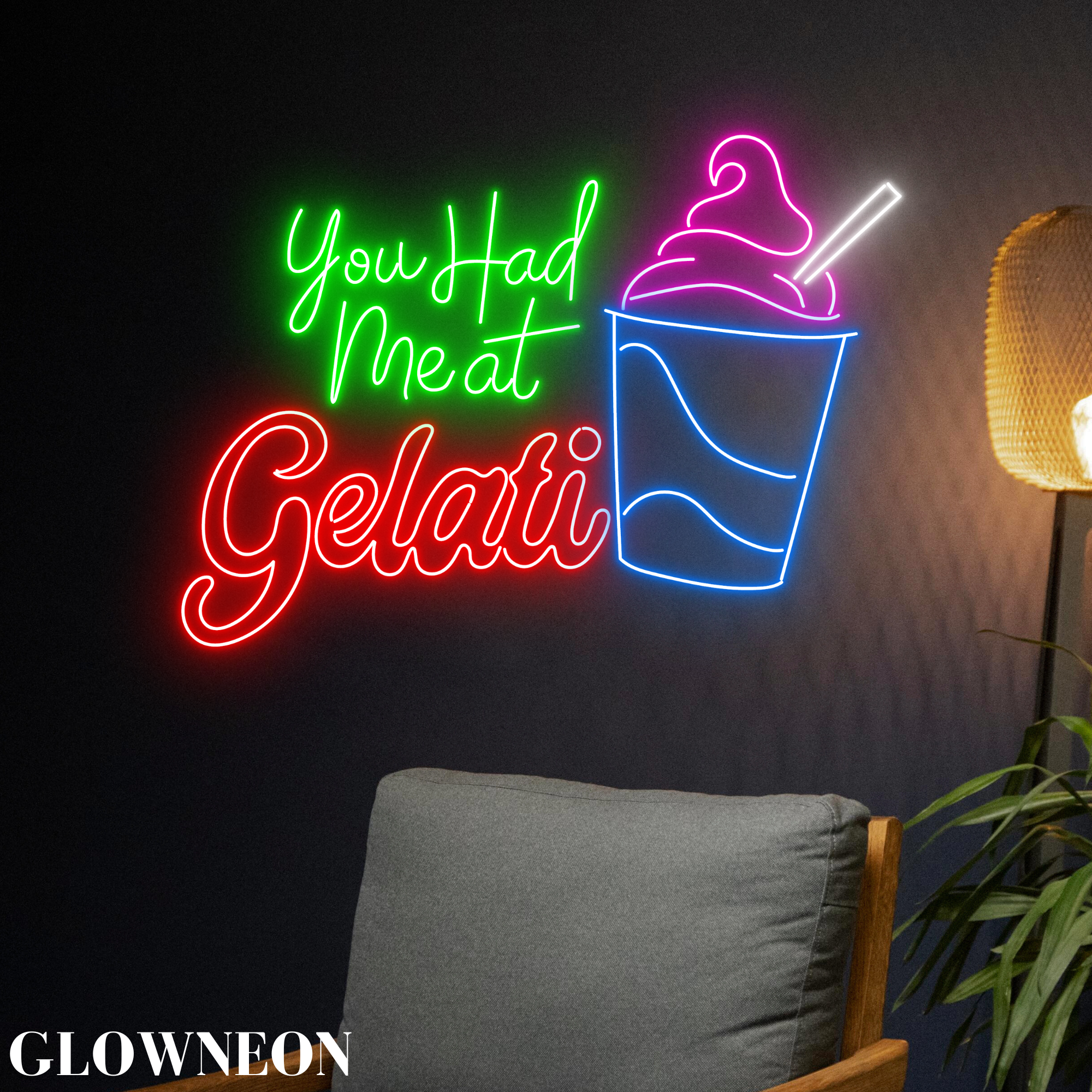 Glow Neon - Wholesale Neon Sign - You Had Me At Gelati Neon Sign, Gelato Ice Cream Shop Decor2