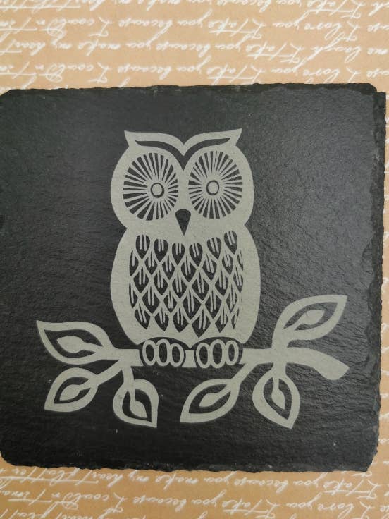 Owl - Engraved Slate Coaster - home décor for wholesale by McHenrysPlace