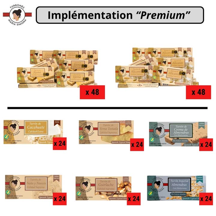 Premium Pack – 240 Spanish Turrons (Nougat) for wholesale by Turrones Maria Simona