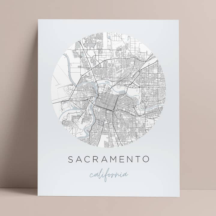 Affiche carte de Sacramento, Californie pour la vente par Backstory Map Co.