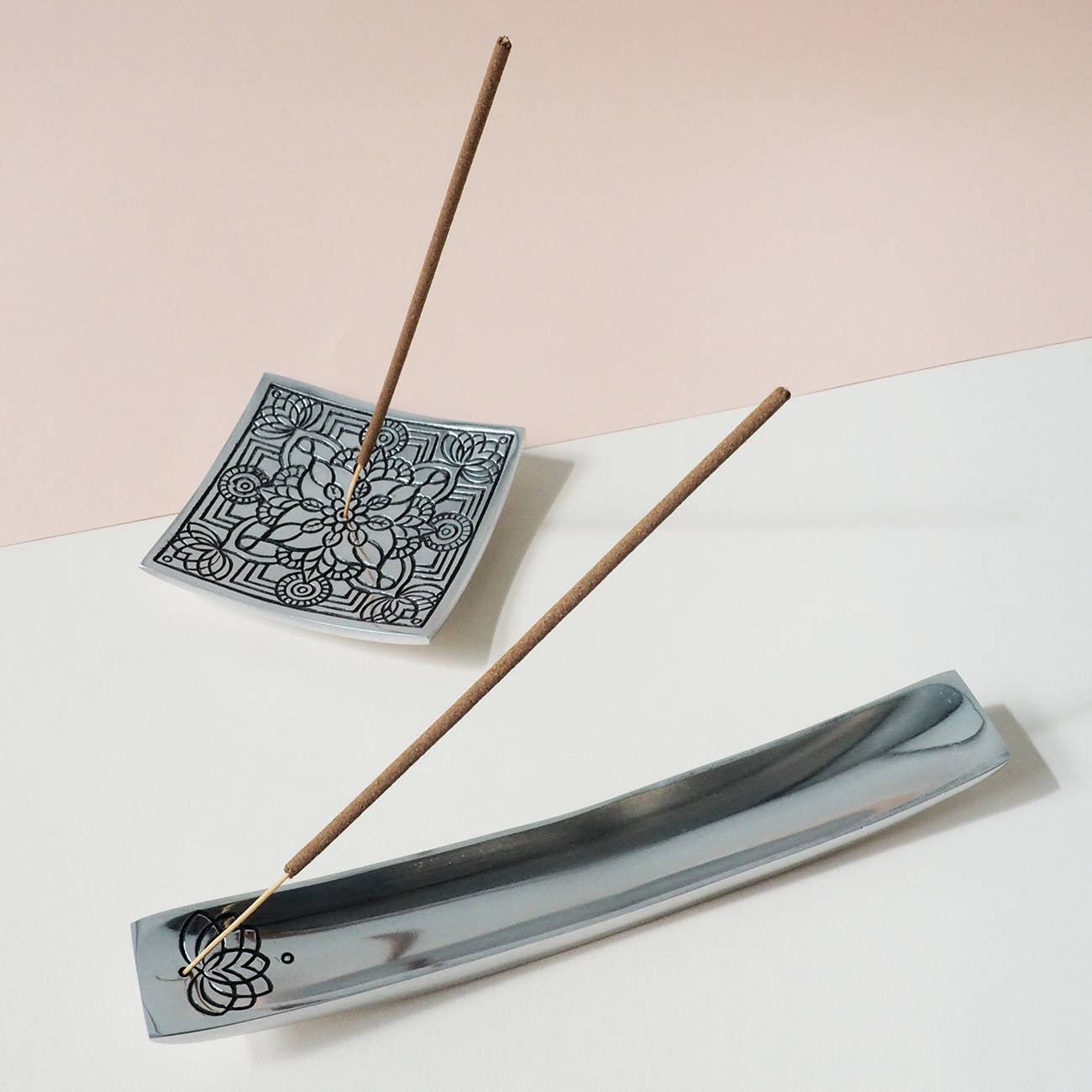 MAROMA USA - Wholesale Incense Holder - Recycled Aluminum Incense Square Holder with Pattern2