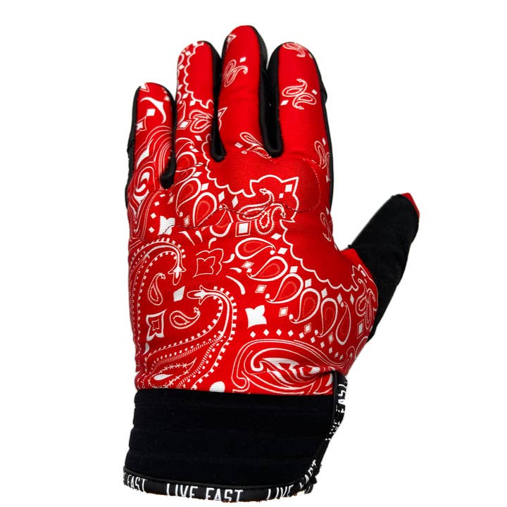 Live Fast Gear - Wholesale Gloves - Men's - Red Paisley Motorcycle Gloves