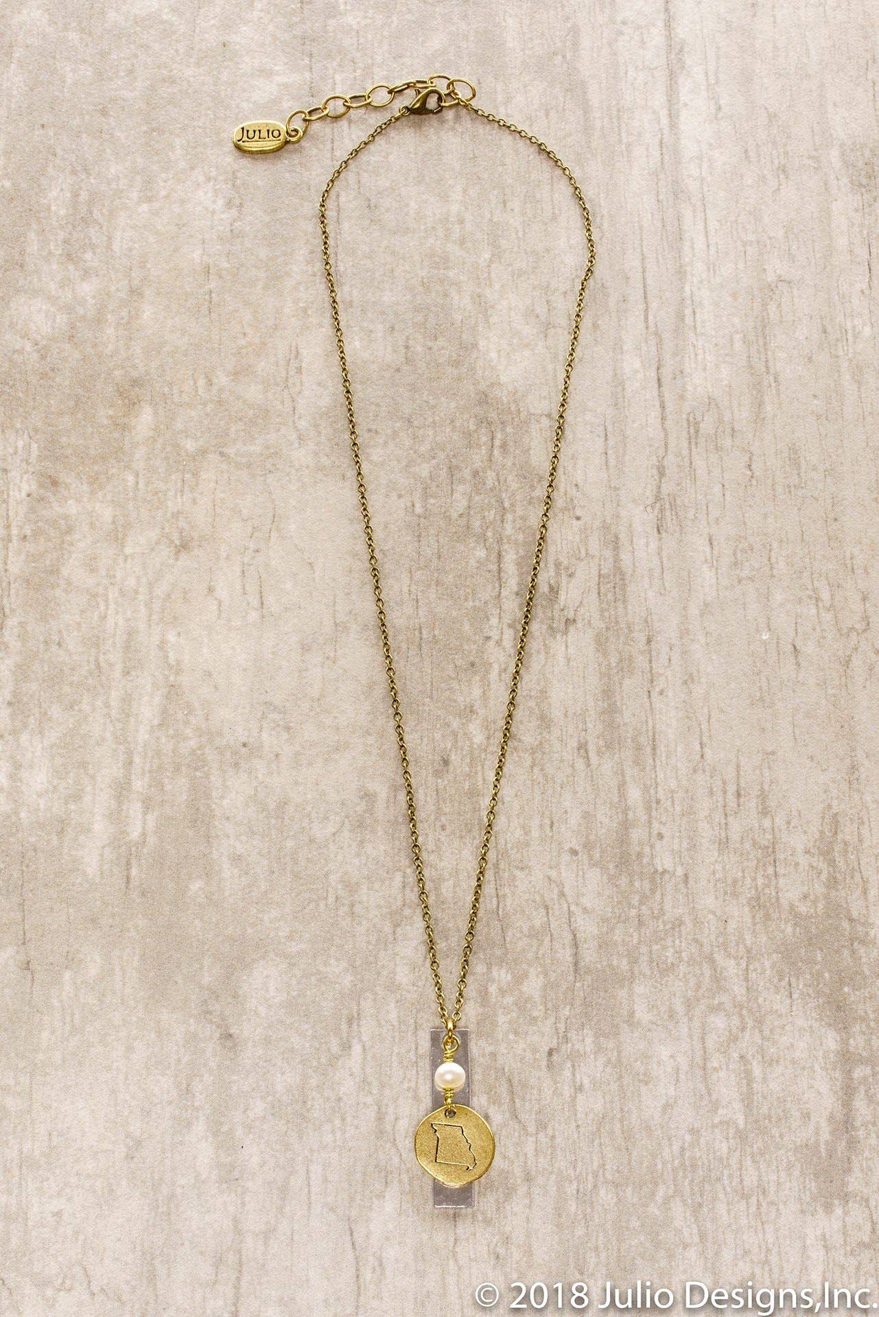 Julio Designs - Wholesale Pendant/Charm Necklace - Landmark State Stamped Necklace Packaged in Glass Jar0