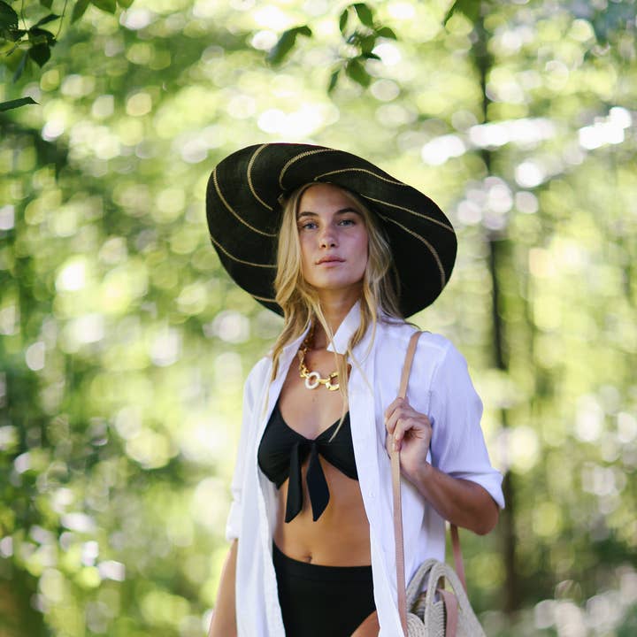 Shebobo - Wholesale Straw Hat - Women's - Monica 5" & 7" Wide Brim Pinstripe Packable Straw Sun Hats9