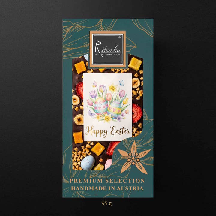 PREMIUM Bitterschokolade Ostern - Happy Easter 95g für den Großhandel von Ritonka ...made with love