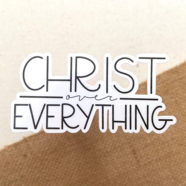 Christ Over Everything Sticker, 3 x 1.4 inches for wholesale by H&L Craft Co