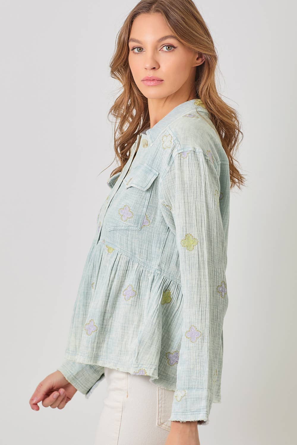 Mystree – Blusão - Mulher por atacado – 61004 Casaco Peplum Lavado20