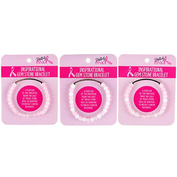 Breast Cancer Awareness Bead Bracelet Assortment- 3/Pack for wholesale by Novelty Closeout