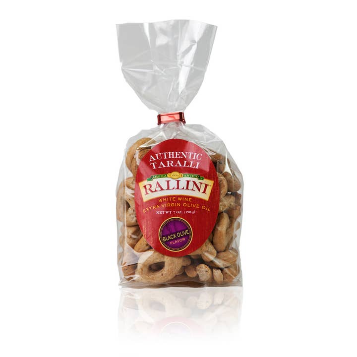 Wholesale Black Olive Taralli Gourmet Bag (16 Units/Case) for wholesale by Rallini