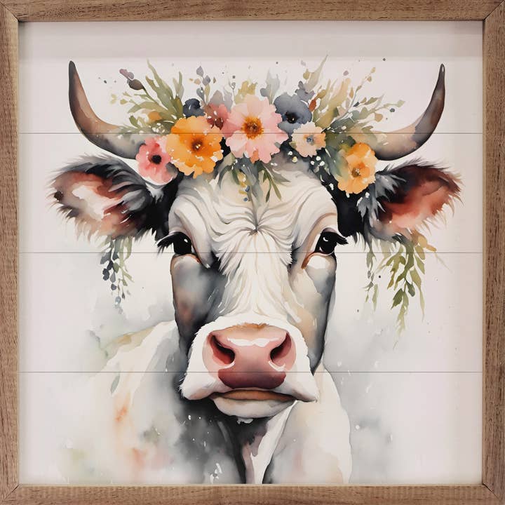 White Cow With Flower Crown White for wholesale by Kendrick Home