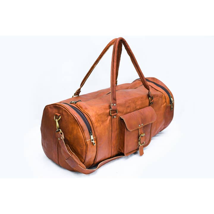 Full Grain Goat Leather Travel Weekend Overnight Hiking Bag for wholesale by urbanhide