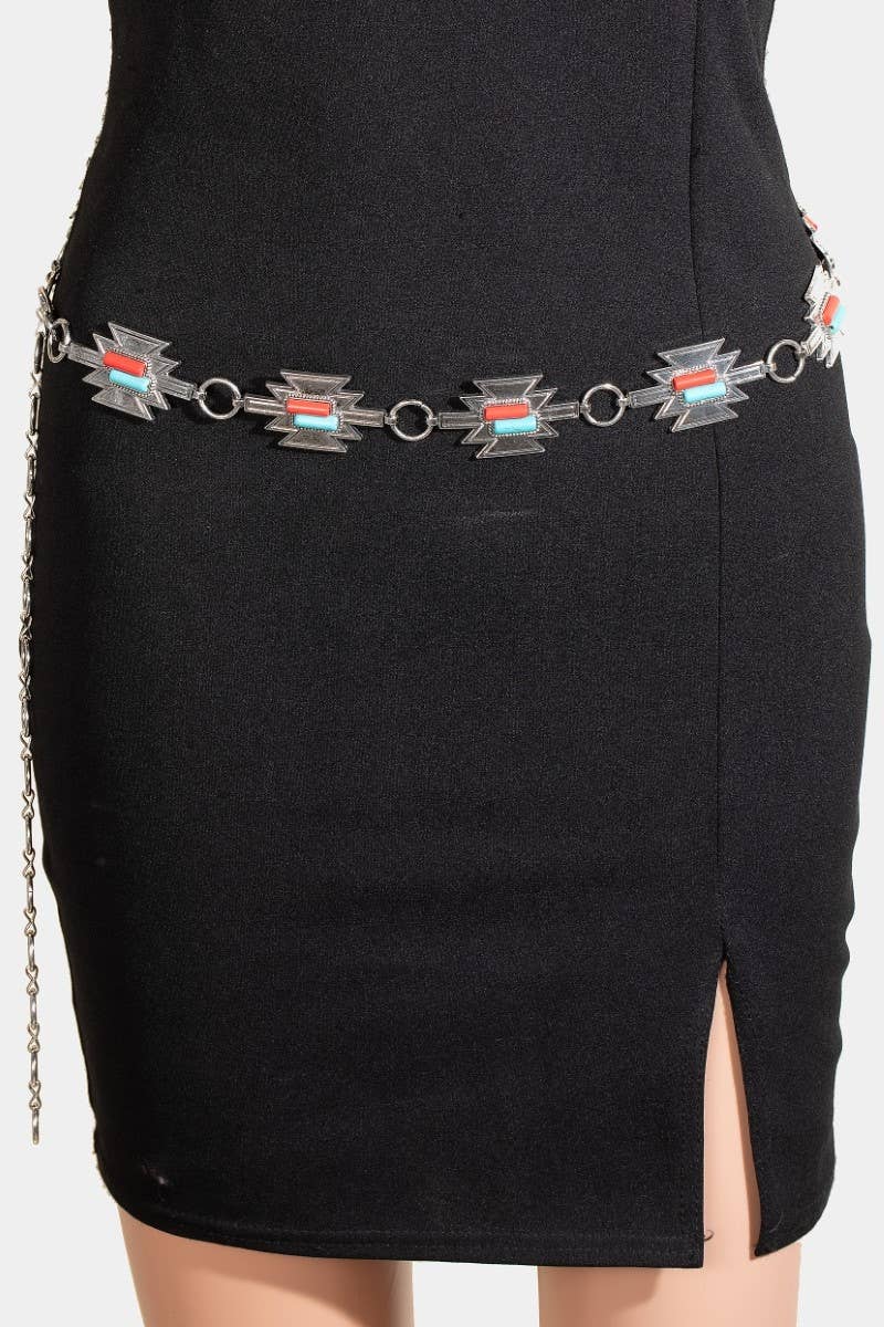 Collections by Fame Accessories - Wholesale Riem - Dames - Zuidwestelijke geometrische kettingriem3