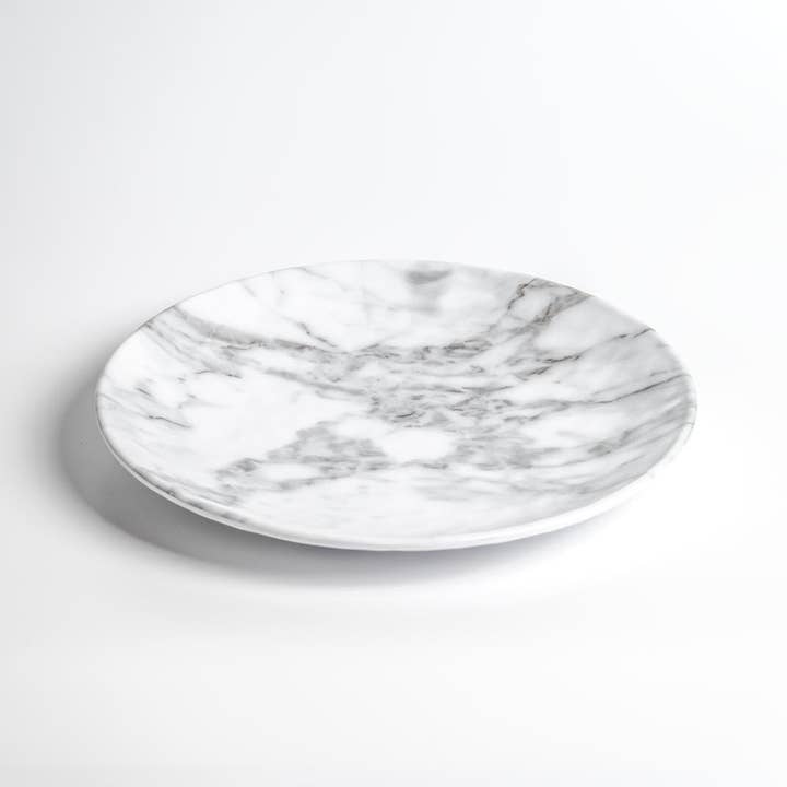 White Marble 11 inch Round Melamine Dinner Plate | Set of 6 for wholesale on Faire