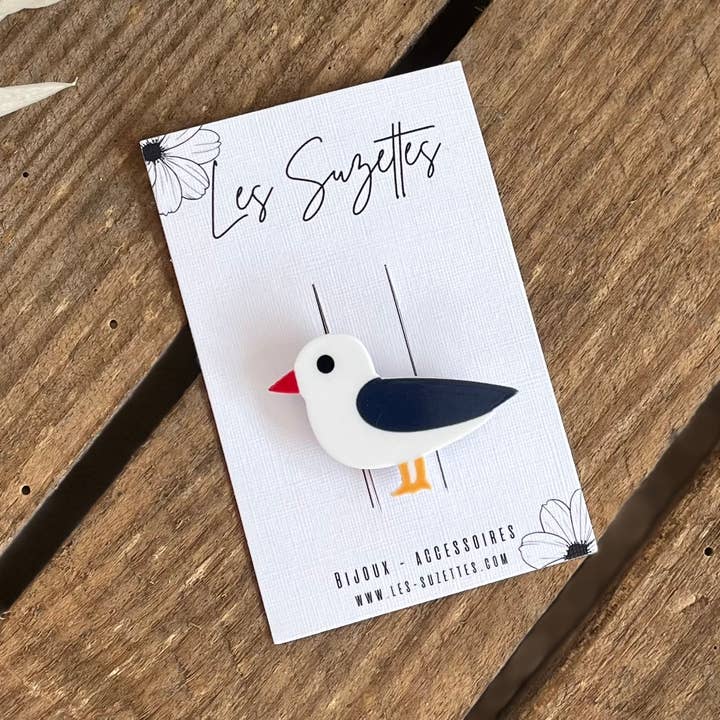 Huguette blue brooch for wholesale by Les Suzettes