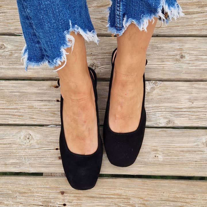 Madammeshushu – wholesale Flats – Women’s – Black Ballerina Slingback flat shoes for women