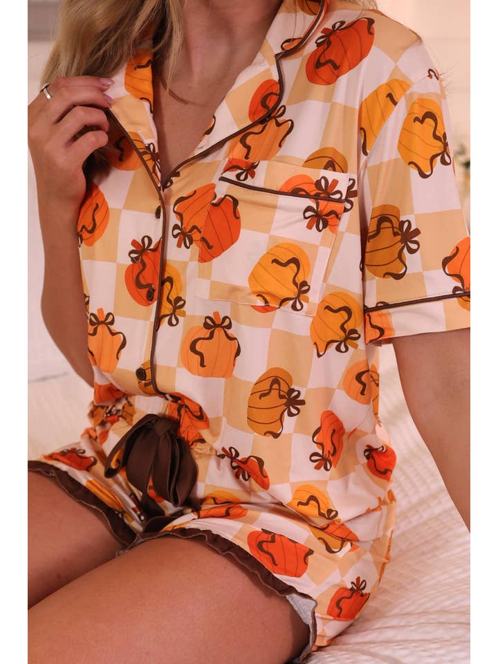 Green Harvest Hues Ruffle Pajama Set for wholesale on Faire6