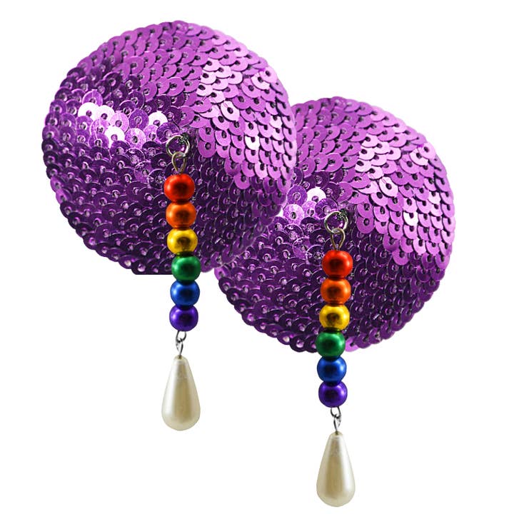 Nipple Covers Sequin Round Purple - Rainbow Beads for wholesale by Bijoux De Nip