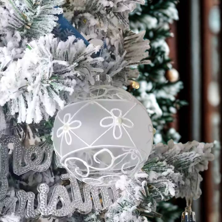 Floral Etched Glass Ornament for wholesale by Merry & Bright LLC