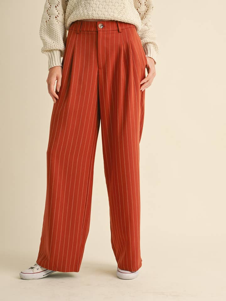 &MERCI - Wholesale Pants - Women's - WIDE LEG PINSTRIPE TROUSERS MP341122