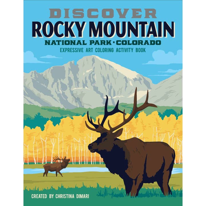 Discover Rocky Mountain NP expressive art coloring book for wholesale by Ahava River Cards, Books & Decor