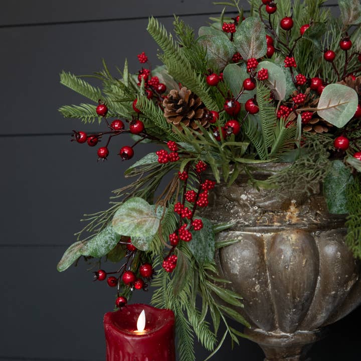 Ragon House - Wholesale Artificial Flowers - 16" PINE, EUCALYPTUS & BERRIES PICK