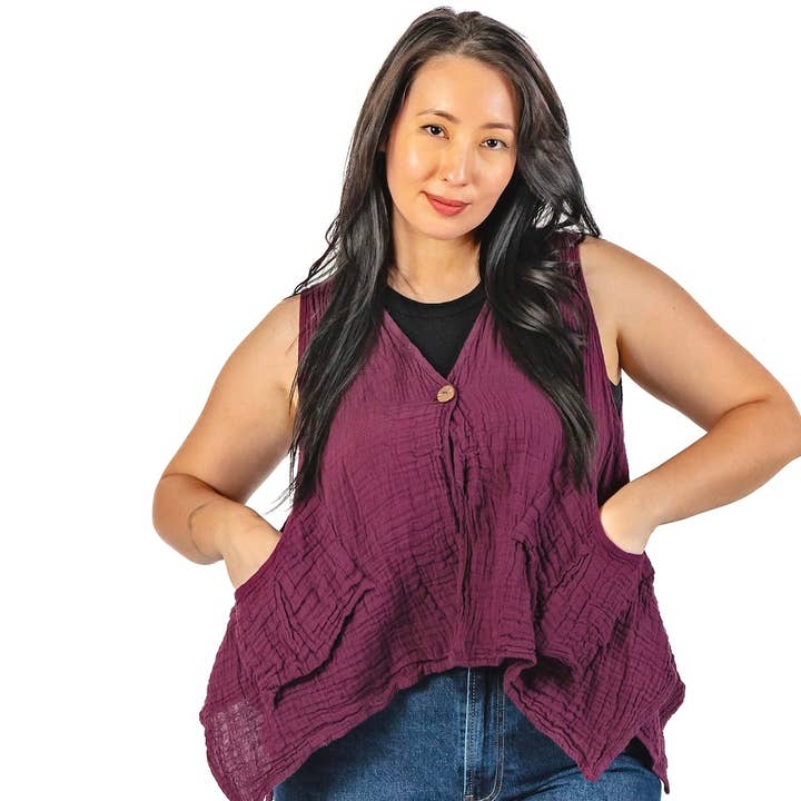 Gilet Vaporeux | 100 % Coton pour la vente par Unique Batik Fair Trade