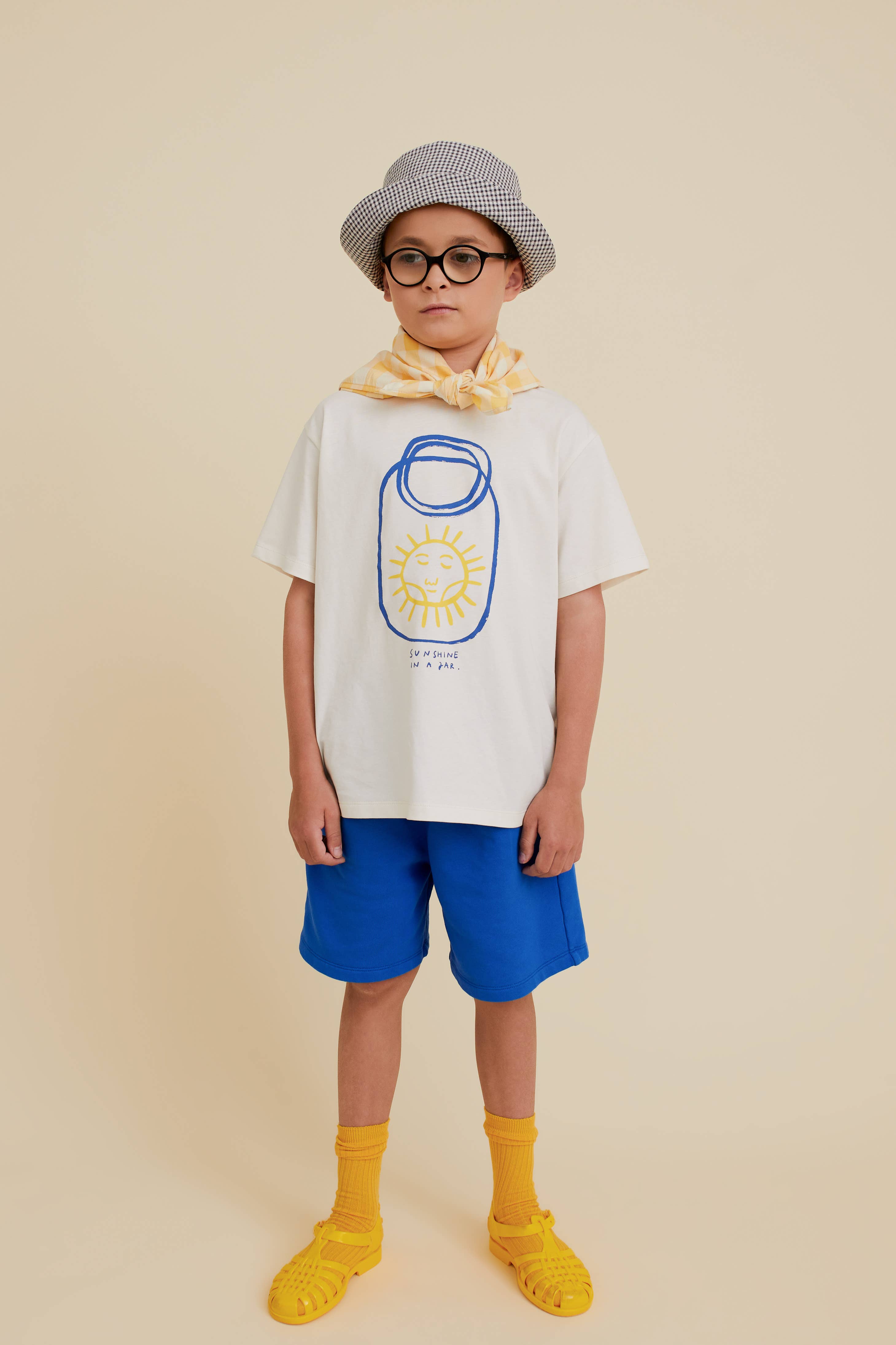 Gebroken wit Organisch katoenen T-shirt 'Sunshine in a Jar' unisex oversized voor groothandel op Faire2