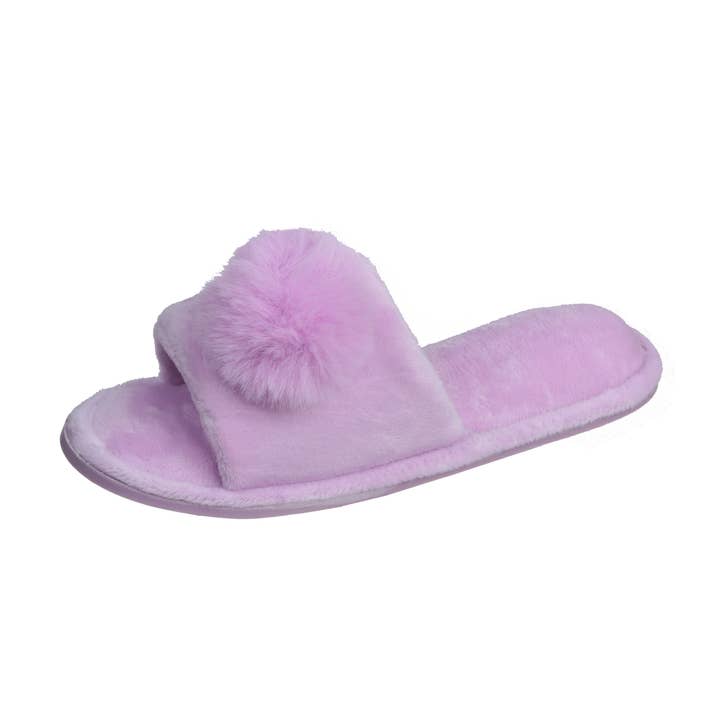 Roxoni - Wholesale Slippers - Kids - Girl's Slipper Lovely Velvet Pom-pom Open Toe