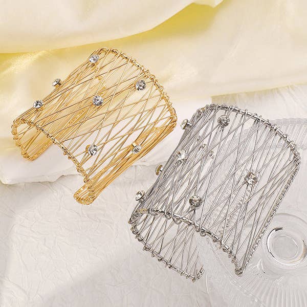 UZ Wholesale Store - Wholesale Cuff Bracelet - Geometric Rhine Stones Ringent Bracelet Accessories3