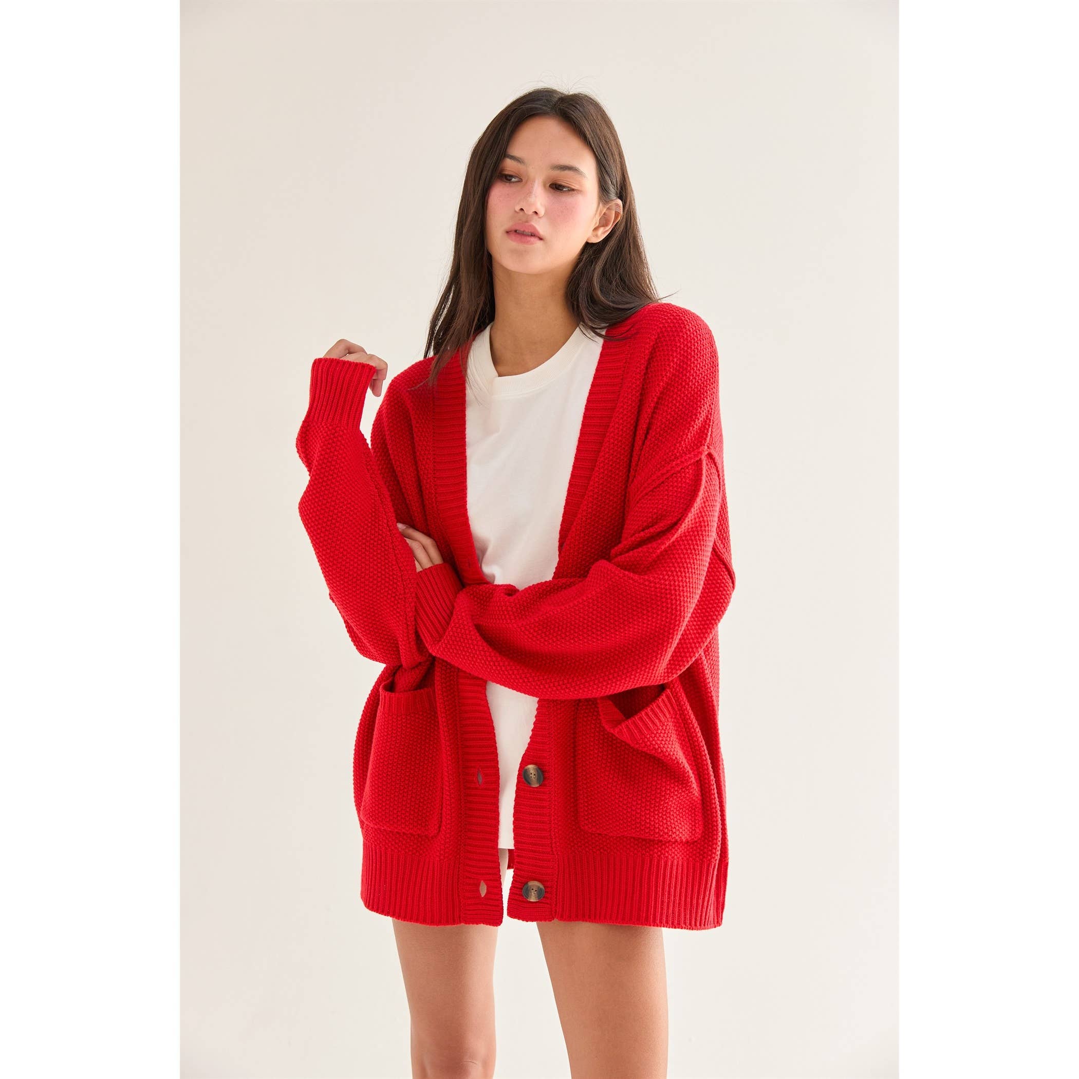 Double Zero - Vendita all'ingrosso Cardigan - Donna - Cardigan oversize con bottoni "Charm Them All"14