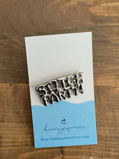 Stitch Party Enamel Pin (Silver Bubble Letters) for wholesale by Channypeascorner