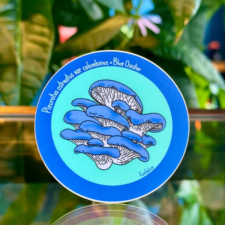 Blue Oyster Mushroom Sticker for wholesale by FunGal.ca