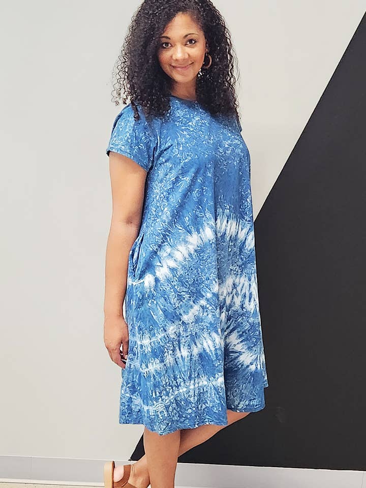 Zumi - Venta al por mayor Vestido - Mujer - Vestido azul anudado con bolsillos1