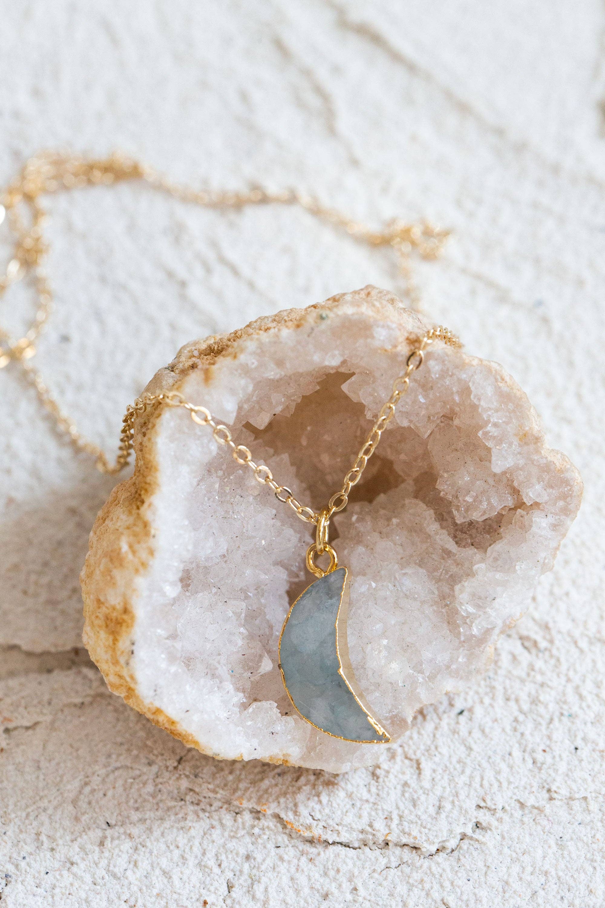 Bohemian and Bouj - Wholesale Pendant/Charm Necklace - The Moon Necklace | 14k Gold-Filled + Crystal Moon6