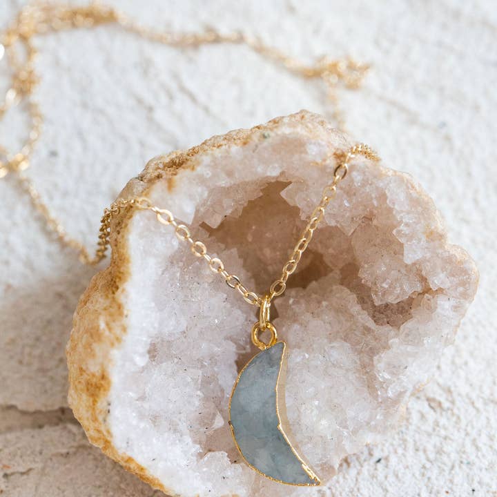 Bohemian and Bouj - Wholesale Pendant/Charm Necklace - The Moon Necklace | 14k Gold-Filled + Crystal Moon6