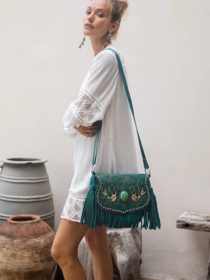 Lost Bird Inca Bag Antique Teal for wholesale by Jodi Lee