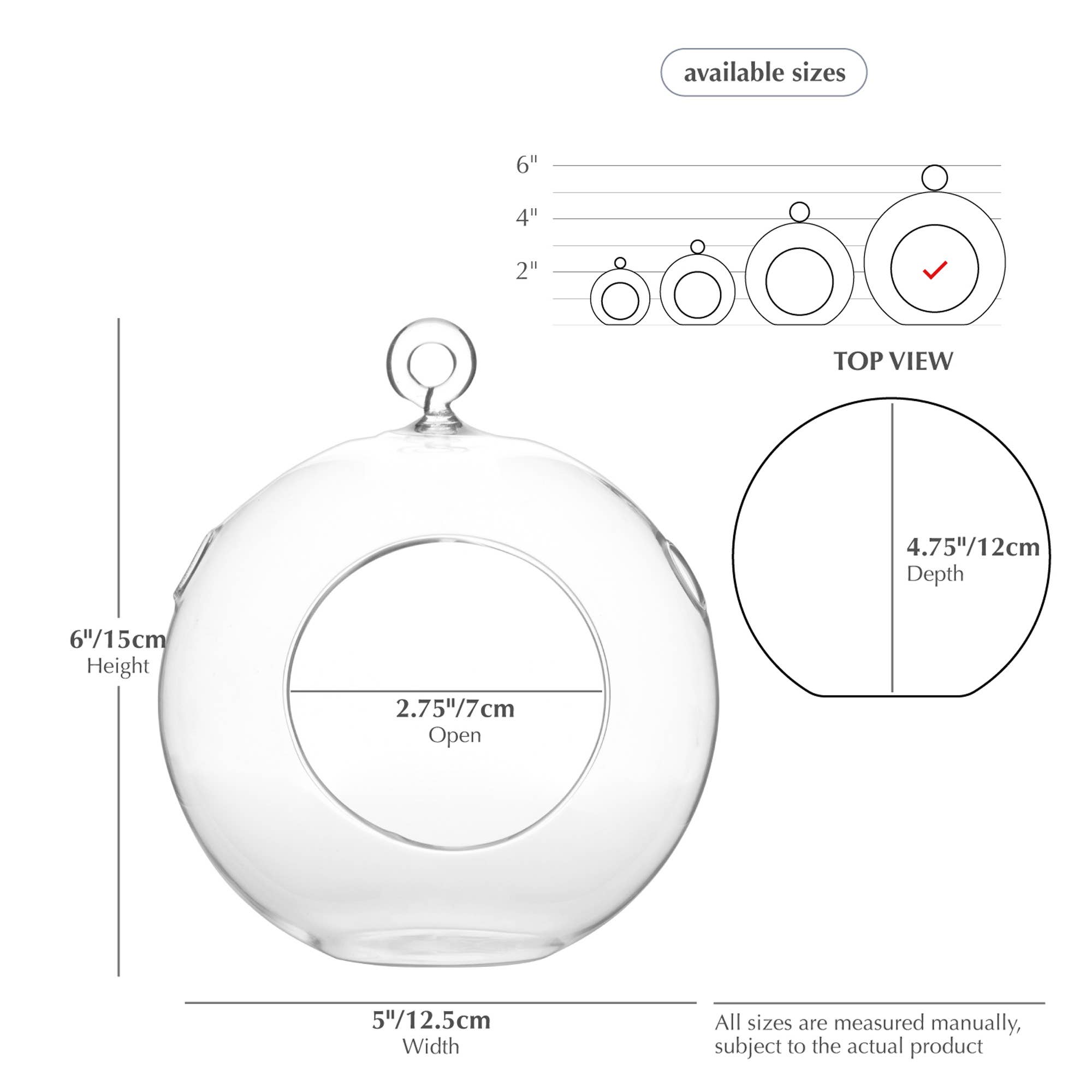 WGV International - Wholesale Candle Holder - WGV Clear Hanging Glass Terrarium / Candle Holder - 6"H1