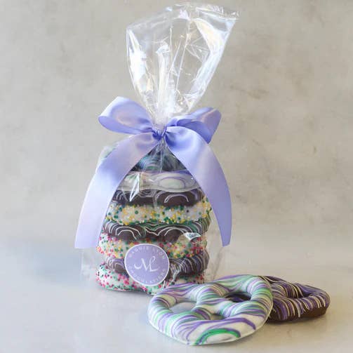 7pc Easter Chocolate Covered Pretzel Stack - Spring Design for wholesale by Maggie Lyon Chocolatiers