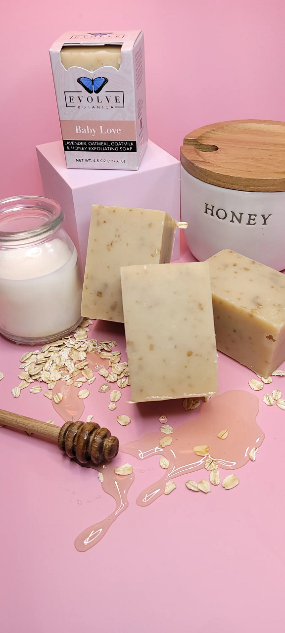 Evolve Botanica - Vendita all'ingrosso Saponette - Baby Love – Sapone Viso e Corpo alla Lavanda, Avena e Latte di Capra per Pelle Sensibile4