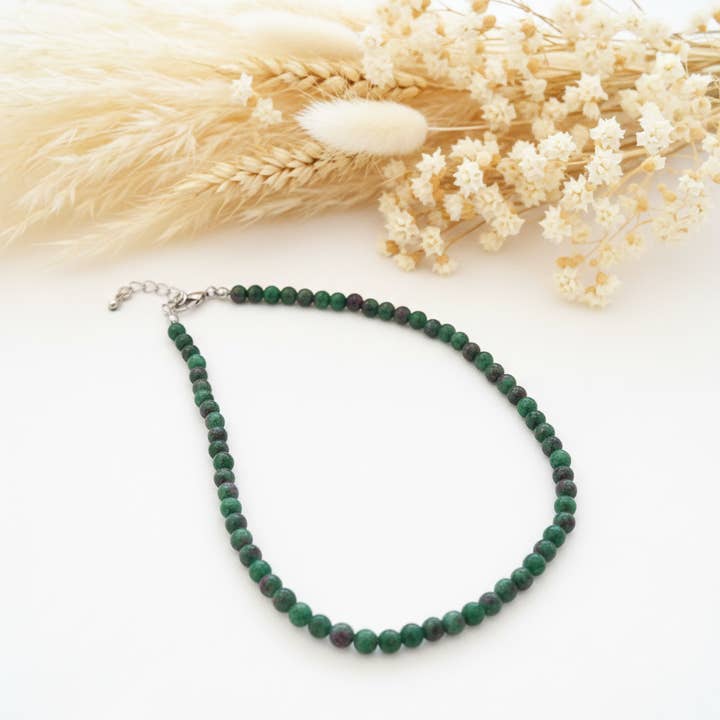 Ruby and Zoisite Stone Necklace for wholesale by Produtos Namasté