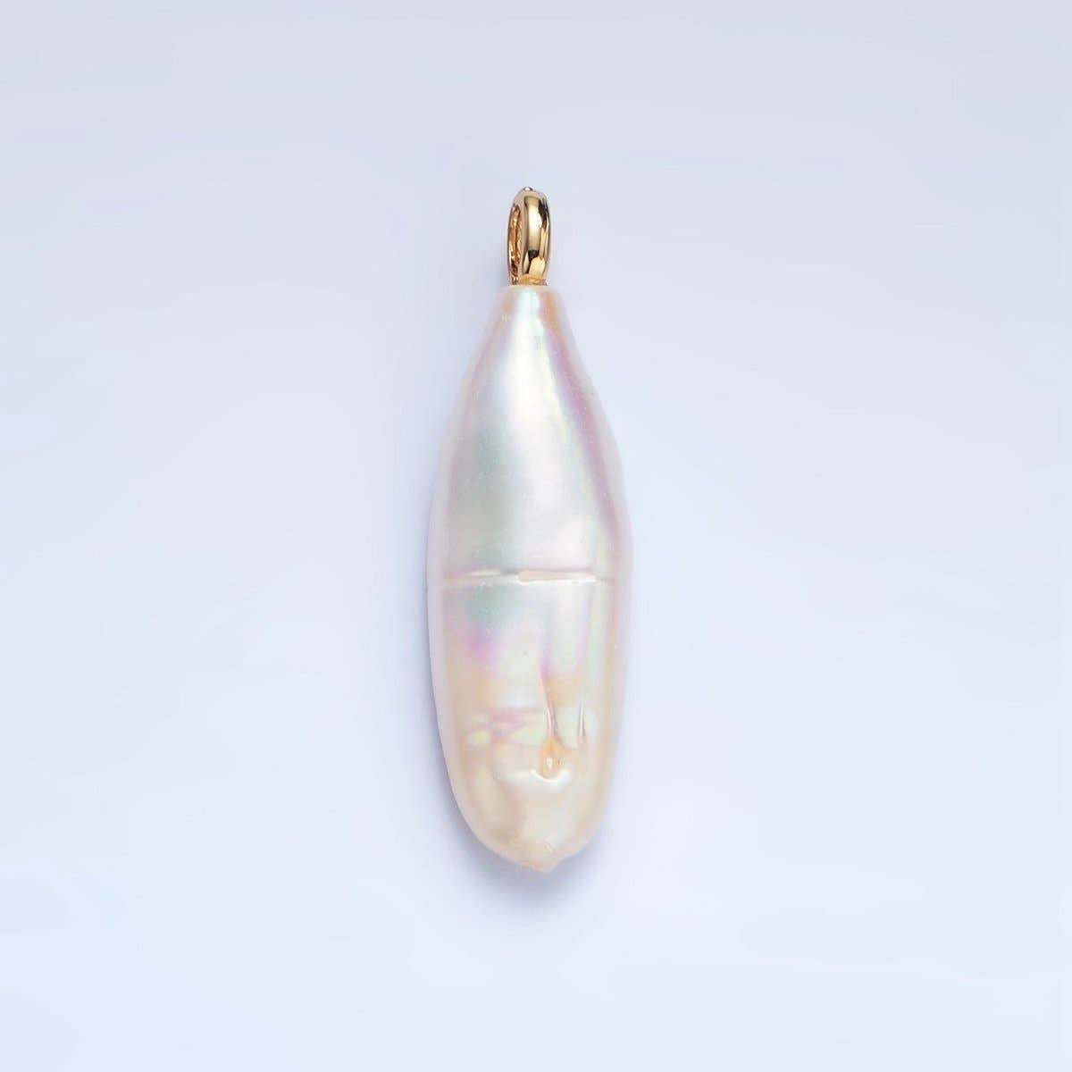 Aim Eternal – wholesale Individual charm/pendant – 24K Gold Filled 30mm Freshwater Pearl Biwa Teardrop Charm | P18980