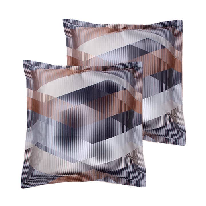 Set of 2 cotton satin pillowcases 63x63 cm H.Brown for wholesale by BLANC AVENUE