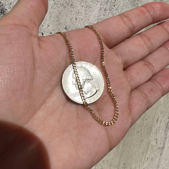 The Bead Bazaar - Wholesale Link & Chain Necklace - Wholesale 2mm Curb Gold Filled Chains, 18KT Gold Filled Cuban Link Chain, Thin Curb Chain, Bulk Wholesale Curb Chain, Mens Gold Chain Wholesale