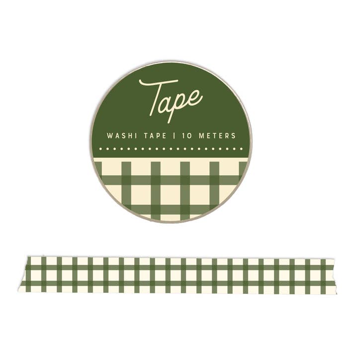 Ruff House Print Shop - Wholesale Washi Tape - Green Gingham Washi Tape0