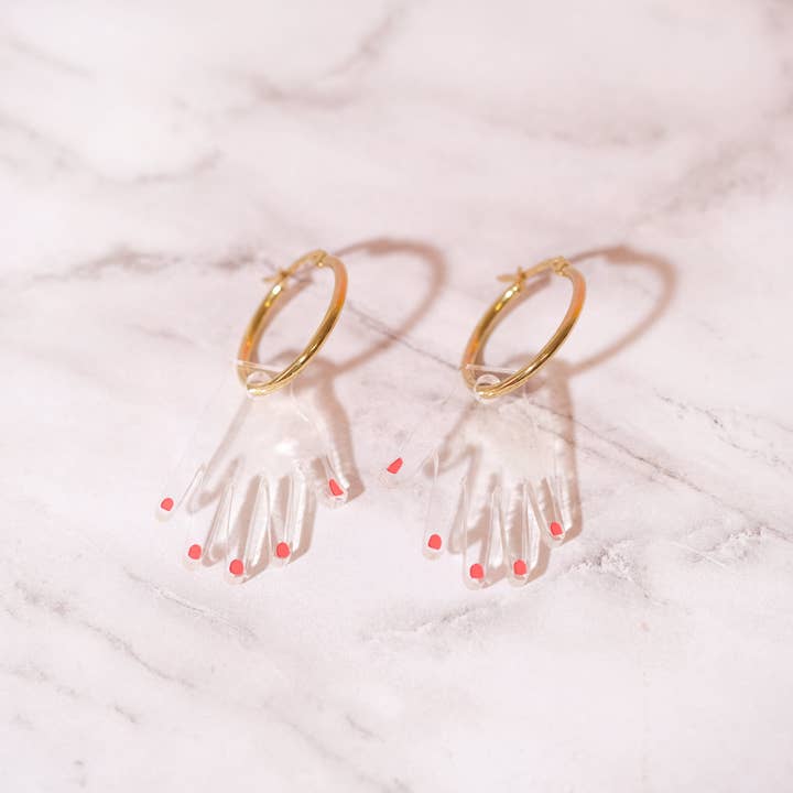 Sleepy Mountain - Wholesale Hoop Earrings - Hand Earrings - Acrylic and Gold Hoops